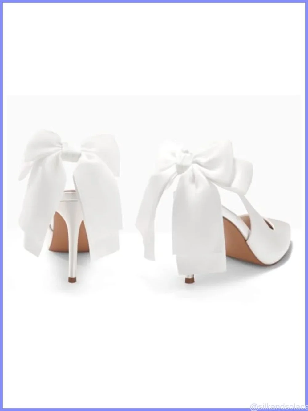 Women's Slingback Satin Pumps Bow Pointed Toe Stiletto Heels Wedding Dress Shoes